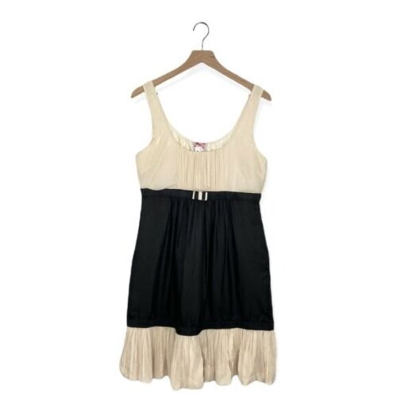 ANTHROPOLOGIE x YOANNA BARASCHI Size 10 Dress Silk Black Cream Lined Prom Formal - Picture 1 of 12